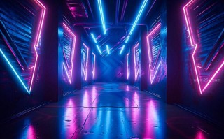 霓虹科技感背景图 壁纸图片｜赛博霓虹科技立方